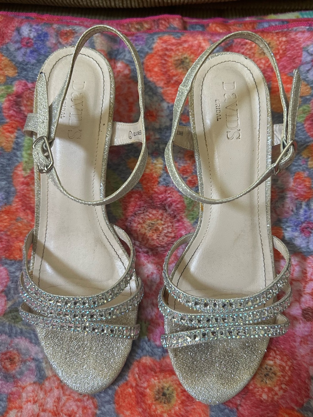 Glitter Crystal Strappy Heels- David’s Bridal